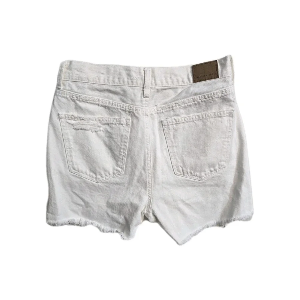 American‎ Eagle Women's Denim Shorts Highest Rise Mom Short  White 6